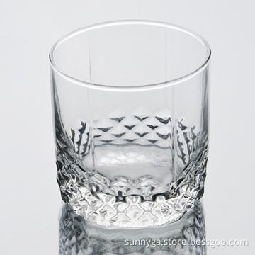 Rocks Glass with Lotus Molded Patterns on Bottom, 47mm Top and 42mm Bottom Diameter